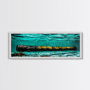 Submerged Cannon, Underwater Art, Nautical Decor, Military History Print, Ocean Themed Wall Art, Man Cave Decor, Framed Canvas Print