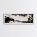 Cliffside Ocean, Dramatic Seascape, Moody Coast, Monochrome, Framed Canvas Print, Coastal Wall Art, Nautical Decor, Large Wall Art