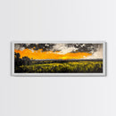 Sunset Landscape, Golden Sky, Framed Canvas Print, Modern Wall Art, Large Landscape Art, Fall Decor, Living Room Art, Rustic Home Decor