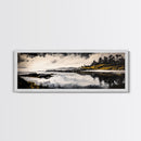 Coastal Reflection, Black White Art, Framed Canvas Print, Modern Landscape Art, Minimalist Decor, Large Wall Art, Bedroom Wall Art