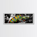 Colorful Snake, Psychedelic Reptile Art, Nature Painting, Wildlife Print, Vibrant Scales, Unique Wall Decor, Framed Canvas Print