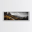 Forest Path, Autumn Vibes, Black White Yellow, Canvas Print, Rustic Landscape Art, Warm Fall Decor, Cozy Home Artwork