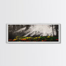 Sunlit Forest, Nature Pathway, Woodland Wall Art, Framed Canvas Print, Autumn Landscape Painting, Cozy Cabin Decor, Rustic Home Art