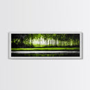 Forest Reflection, Green Trees, Nature Landscape, Framed Canvas Print, Tranquil Scenic Artwork, Zen Wall Decor, Modern Office Art