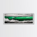 Emerald Wave, Ocean Wall Art, Coastal Decor, Beach Aesthetic, Modern Seascape, Large Wall Art, Framed Canvas Print, Office Art