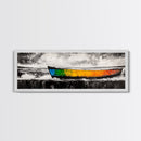 Vibrant Boat, Nautical Art, Abstract Seascape, Colorful Wall Art, Living Room Art, Coastal Home Decor, Framed Canvas Print