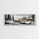 Winter Landscape Art, Snowy Mountain Decor, Modern Rustic Wall Art, Cabin Wall Decor, Nature Print, Framed Canvas Print