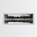 Monochrome Forest, Black and White, Nature Wall Art, Minimalist Landscape, Serene Art, Woodland Scene, Framed Canvas Print, Bedroom Wall Art