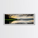 Lake Sunset Art, Landscape Painting, Nature Wall Decor, Tranquil Water Reflection, Rustic Home Art, Living Room Wall Art, Framed Canvas Print