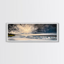 Moody Coastal Art, Stormy Ocean Painting, Dramatic Seascape Wall Decor, Nautical Home Artwork, Tranquil Beach Scene, Framed Canvas Print