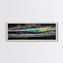 Black, White, Wave, Framed Canvas Print, Surf Wall Art, High Contrast Ocean Scene, Modern Coastal Decor, Contemporary Wave Painting, Monochrome