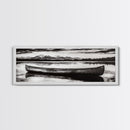 Mountain Reflections, Canoe Art, Wilderness Wall Decor, Canvas Print, Black and White Landscape, Lake House Art, Rustic Cabin Art