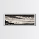 Ocean Waves, Stormy Sky, Dramatic Clouds, Canvas Print, Black and White Landscape, Coastal Wall Art, Living Room Decor, Minimalist Painting