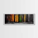 Golden Forest, Tall Trees, Canvas Print, Fall Wall Art, Nature Home Decor, Minimalist Forest Painting, Modern Living Room Artwork