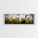 Modern Bird Art, Black and White Wall Decor, Nature Painting, Wildlife Art, Abstract Landscape, Living Room Wall Art, Framed Canvas Print