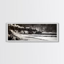 Bold Coastal Cliff, Monochrome Seascape Painting, Dramatic Nature Wall Art, Minimalist Ocean Print, Modern Home Decor, Framed Canvas Print