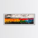 Vibrant Abstract Field, Colorful Landscape Painting, Modern Farmhouse Wall Art, Boho Nature Print, Warm Earthy Decor, Framed Canvas Print