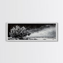 Monochrome Tree Art, Dramatic Nature Painting, Black and White Wall Decor, Minimalist Forest Print, Modern Office Art, Framed Canvas Print