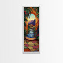 Tropical Archway, Retreat Painting, Framed Canvas Print, vibrant Mediterranean garden, doorway wall art, boho home décor, living room