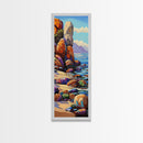 Coastal, Rocks, Ocean, Desert Scene Canvas Print, Bold Color Seascape, Nature Inspired Wall Art, Beach House Decor, Bohemian Art Style