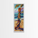 Beach, Rope, Colorful, Tropical, Framed Canvas Print, Nautical Wall Art, Coastal Boho Decor, Beach House Accent, Bright Living Room Art