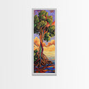Tree, Roots, Vibrant, Landscape, Framed Canvas Print mystical rainbow tree artwork colorful nature themed office wall art spiritual gift