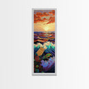 Sunset Waves, Ocean Art, Bold Coastal Seascape, Nautical Wall Decor, Vibrant Beach Vibes, Living Room Accent, Framed Canvas Print