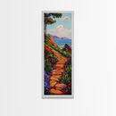Ocean Cliff, Coastal Path, Seaside Trail Landscape Art, Bright Boho Nature Vibes, Relaxing Scenic Decor, Canvas Print