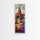 Desert Trail, Rocks, Nature, Framed Canvas Print, Desert path painting, wild rocky trail artwork, hallway decor, southwestern rustic style