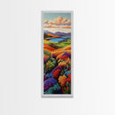 Wildflower Valley, Hillside, Sunset – Canvas Print fall landscape, boho decor, living room wall art, colorful nature art, autumn painting