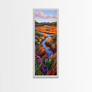 Autumn River, Landscape, Nature Scene Framed Canvas Print, Rustic Fall Art, Living Room Wall Decor, Colorful Country Landscape Painting