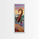 Scorpion Ocean, Sunset, Framed Canvas Print, Bold Coastal Wall Art, Beach Bedroom Decor, Vibrant Nautical Style, Surreal Animal Artwork