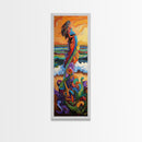 Mother Ocean, Rainbow, Canvas Print, Colorful mother nature figure by ocean painting, whimsical spiritual art,  meditation room wall art