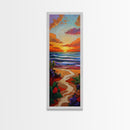 Path Beach, Sunset, Tropical Canvas Print scenic path to ocean wall decor, vibrant beach sunset artwork, tropical boho art, entryway art
