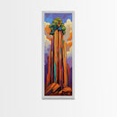 Desert Tower, Colorful Nature – Modern Southwest Wall Art, Cactus Inspired Decor, Framed Canvas Print, Eclectic Living Room Art
