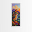 Desert Bloom, Cactus Garden, Colorful Mountain Art, Framed Canvas Print, Vibrant Southwestern Wall Decor, Fall Living Room Accent