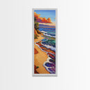 Rainbow Beach, Shoreline, Waves, Framed Canvas Print, abstract seascape, boho coastal art, modern living room beach wall decor