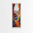 Desert Ocean, Cactus View, Framed Canvas Print, southwestern boho wall art, colorful nature painting, rustic hallway decor, warm earth tones