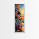 Sunset Desert Plants Cactus, Canvas Print Autumn desert landscape art, bohemian southwest vibes, living room wall art, bold nature textures