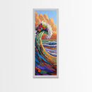 Wave Flowers, Ocean Motion, Canvas Print, Vibrant seascape wall art, tropical wave painting, boho coastal living room decor, sunset surf vibe
