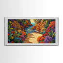 Jungle Cove, Bright, Canvas Print, Lush tropical jungle path to sea, Dining Room Wall Art, nature artwork, bohemian coastal print