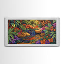 Jungle Waterfall, Floral, Vivid, Canvas Print, Botanical Wall Art, Tropical Home Decor, Boho Jungle Artwork, Bathroom Accent Piece