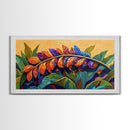 Tropical Leaves, Bright, Fall, Framed Canvas Print, botanical fall wall art, colorful boho tropical leaves painting, kitchen home decor