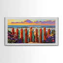 Ocean Fence, Flowers, Canvas Print, Coastal Wall Art, Beach House Decor, Nautical Art, Seaside Painting, Sunset Art, Vibrant Living Room