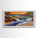 Coastal Stream, Sunset Shore, Nature Escape, Canvas Print, Tropical Landscape Wall Art, Vibrant Living Room or Office Decor