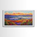 Sunset Ocean, Landscape, Canvas Print, Serene Seascape Painting, Colorful Beach Wall Art, Tranquil Nature Home Decor