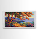 Tree Ocean, Autumn, Path, Coastal autumn treescape, Canvas Print, Warm Fall Tones, Nature Lover Gift, Living Room or Study Art