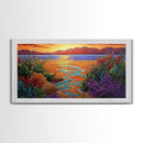 Sunset, Ocean Flowers, Nature Wall Art, vibrant landscape Canvas Print, tropical sunset décor, colorful coastal living room wall art
