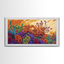 Succulent, Desert, Bloom, Sunset, Framed Canvas Print, Cactus boho art, colorful desert wall decor, Southwestern kitchen wall art