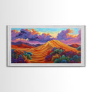 Sand Mountain, Clouds Sunset, Canvas Print, vibrant desert, mountain landscape, dusk dramatic sky, Autumn Decor, Boho Living Room